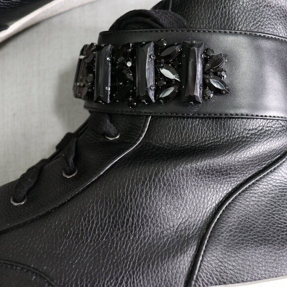Karl Lagerfeld Hi Top Leather Sneakers Mens 10 Zip Up Black FLASH SALE - Picture 7 of 16